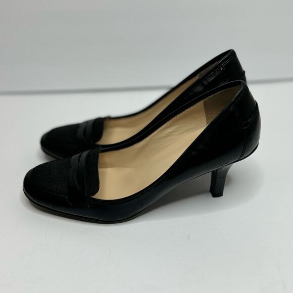 Lauren Ralph Lauren Shoes - Lauren Ralph Lauren Esme Black Leather Loafer Pump Heels Women's size 7